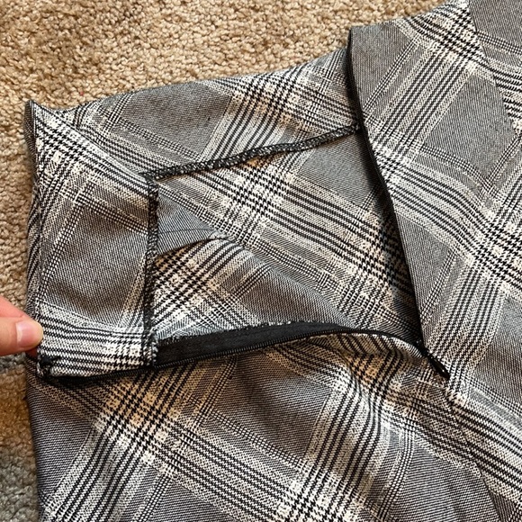 Free people grey plaid mini skirt with slit - Picture 5 of 5